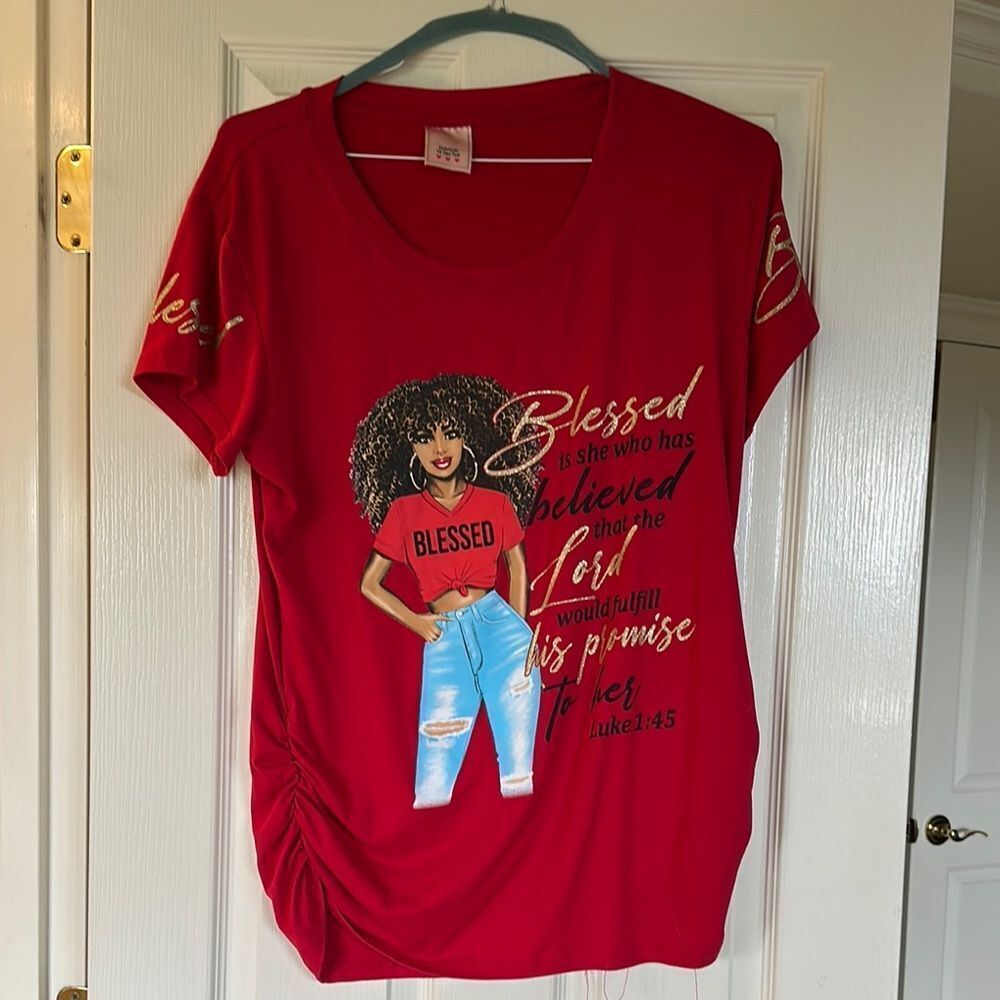 Vibrant Red Ruched Short Sleeve Tee